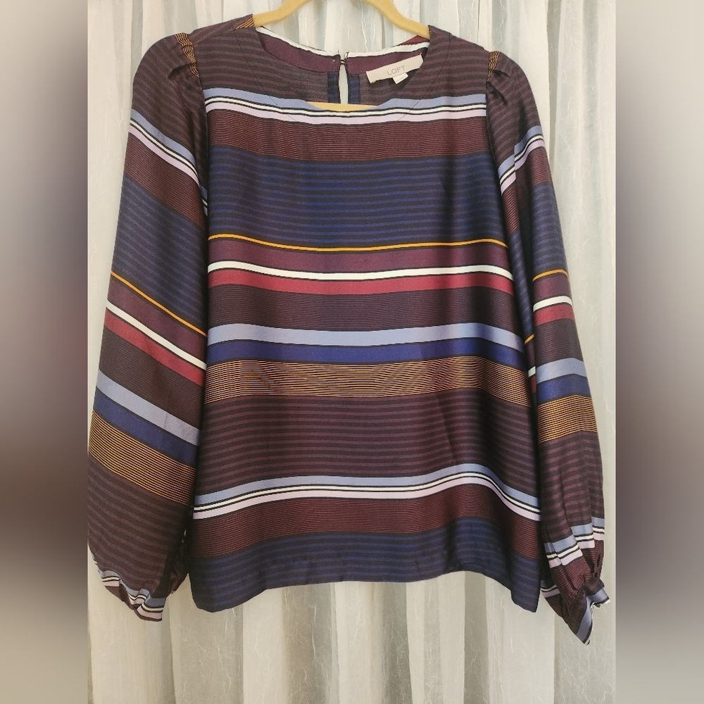 EUC LOFT Women's Blouse with Rich Stripes and Full Sleeve Size XS